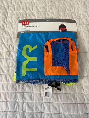 TYR Blue, Orange & Lime Mesh Swim Backpack